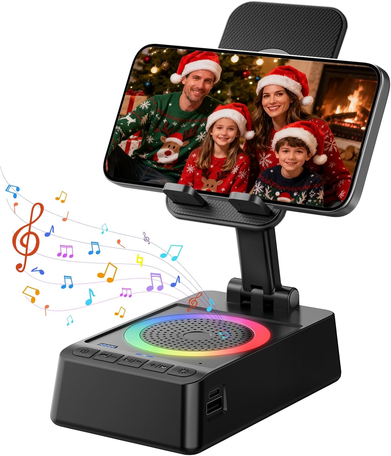 buwy (3000mAh), Gifts for Men Women, Cell Phone Stand with Wireless Bluetooth Speaker and Colorful LED Lights