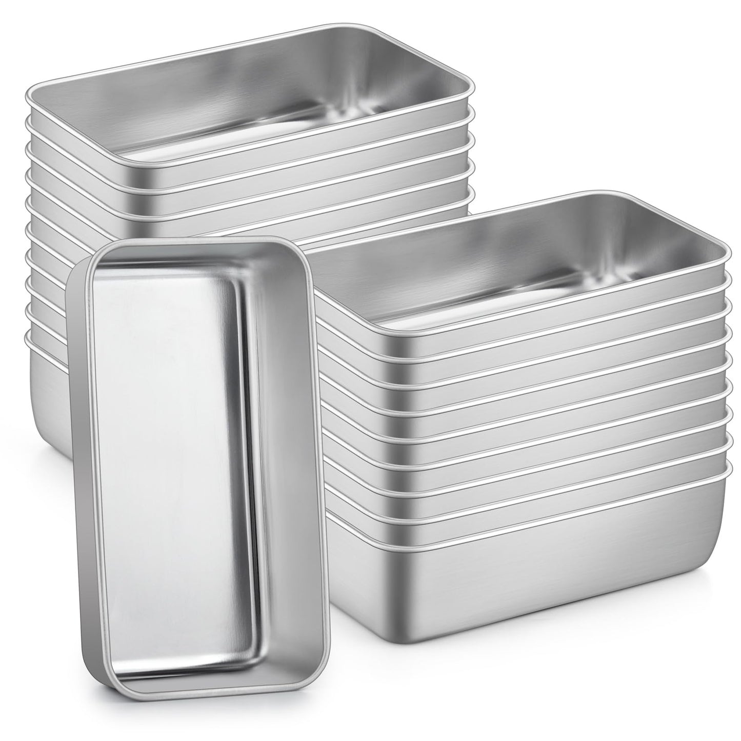 P&P CHEF Loaf Pan Set, 9 x 5 Inch Bread Pans, Stainless Steel Loaf Toast Baking Pans For Bread Meatloaf Lasagna Cake, Healthy & Non Toxic, Oven Safe& Easy Clean, (Silver, 20Pcs)