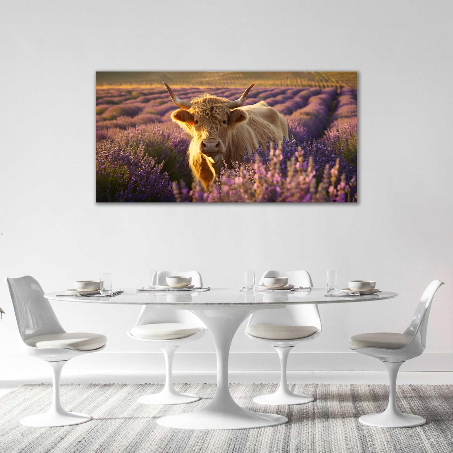 Fuzawet Large Deer Wall Art Foggy Forest Pictures Wall Decor Elk Rustic Landscape Canvas Painting Home Modern Artwork Decorations Framed for Office Bedroom Bathroon Living Room 60X30 inch