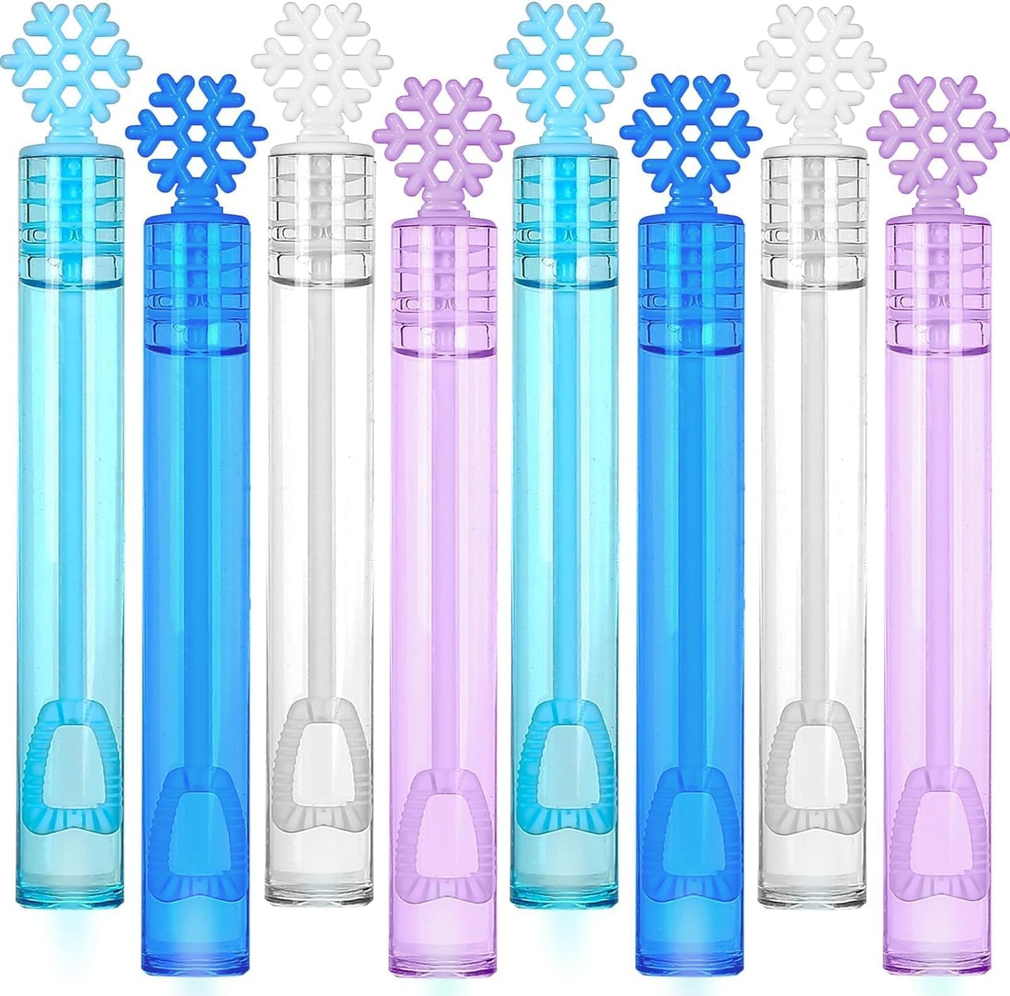 Skiennix 32 Pcs Snowflake Bubble Wands - Colorful Mini Party Favors for Kids | Winter-Themed Fun