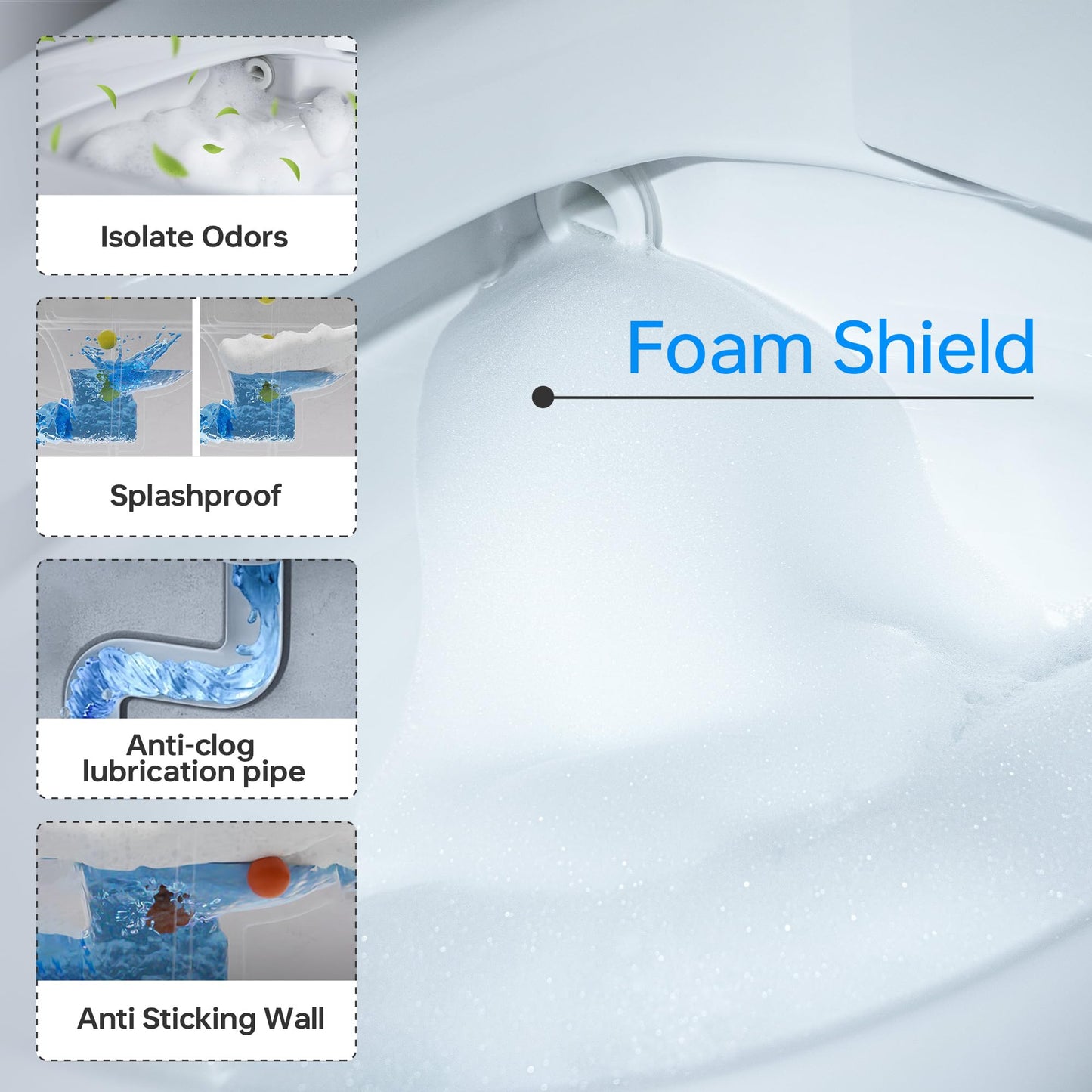 WOODBRIDGE Smart Toilet with 1000g MaP Flush Score, Foam Shield, Moving Dryer, Blackout Flush, ADA Comfort Height, Auto Open & Close, Heated Seat, B0930S