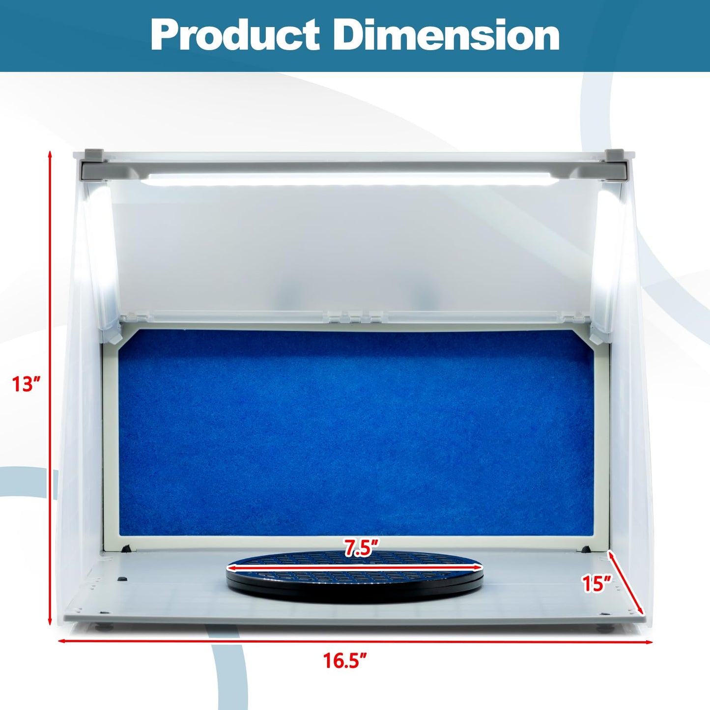 ERGOMASTER Airbrush Spray Booth, Portable Paint Booth with 3 LED Lights, 5.6 FT Exhaust Hose, 7-1/2" Revolving Turntable for Model Cake Craft Nails