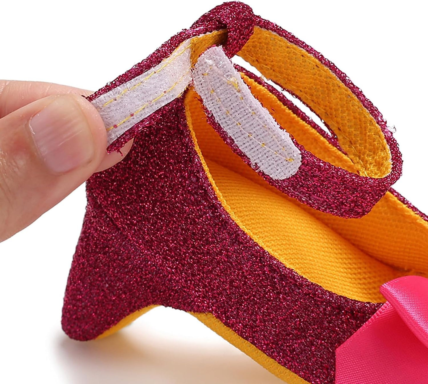 Doloame Baby Girls Princess High Heels with Cute Bowknot Soft Sole Crib Shoes Newborn Photography Props