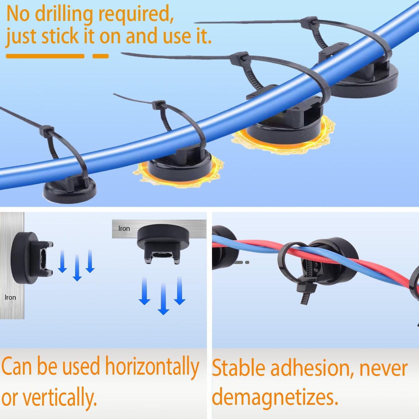 SangAncons zbab1 25LBS 22mm, 15 Magnetic Zip Tie Mount Base, Strong Magnetic Wire Holder & Cable Clips,Magnetic cable