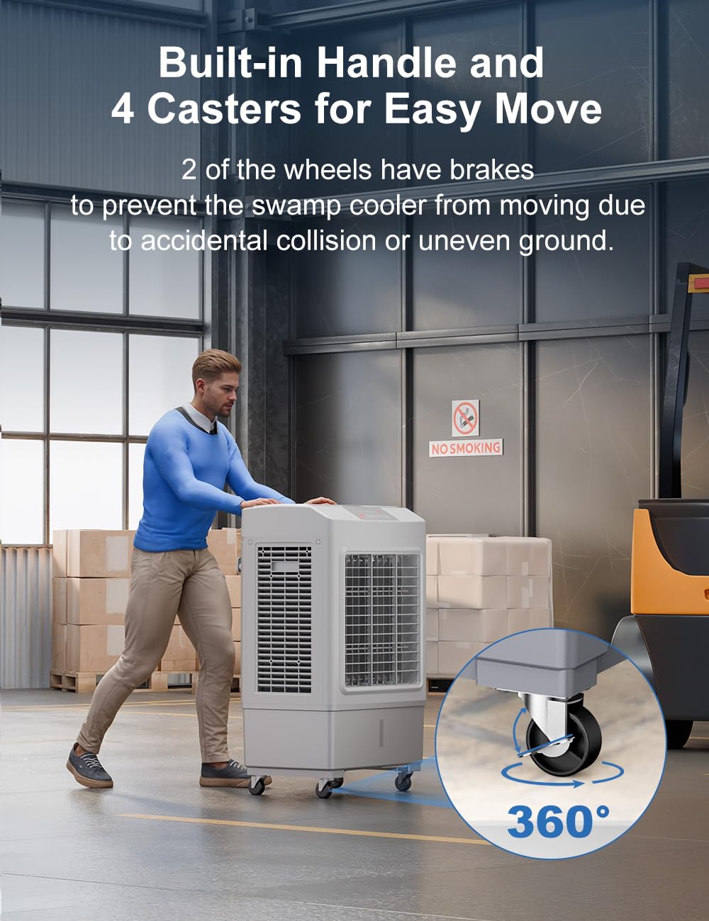 Large Swamp Cooler Air Conditioner, 3 Speeds&3 Ice Boxes, Portable Cooling Fan for Garage Outdoor Indoor Large