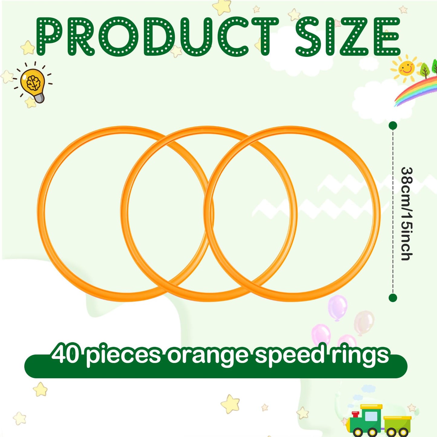 Deekin 40 Pcs 15 Inch Orange Agility Rings Speed and Agility Training Rings Exercise Speed Ring Circle Jumping Hoops for Training Toss Equipment