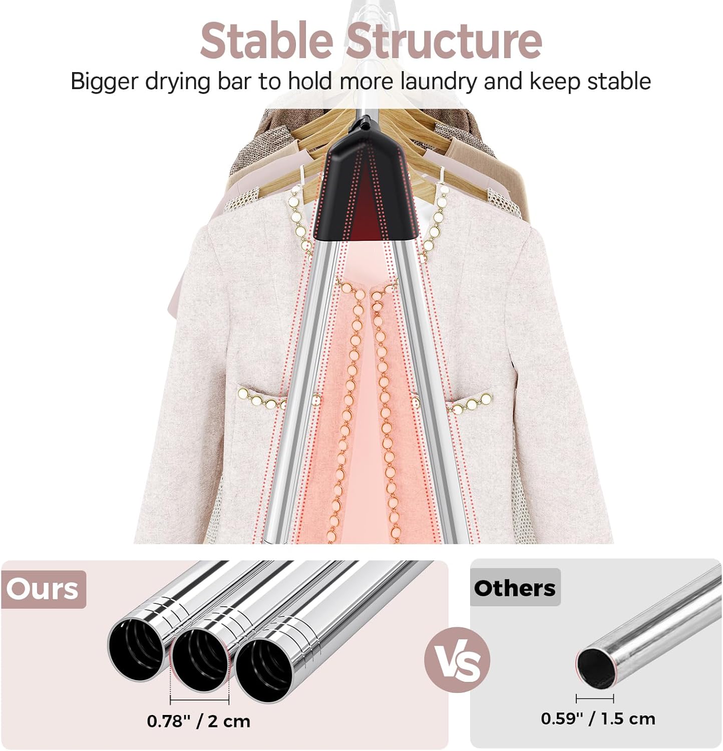 TOOLF Clothes Drying Rack - Foldable Stainless Steel Design | Portable Indoor/Outdoor Use, Large Capacity