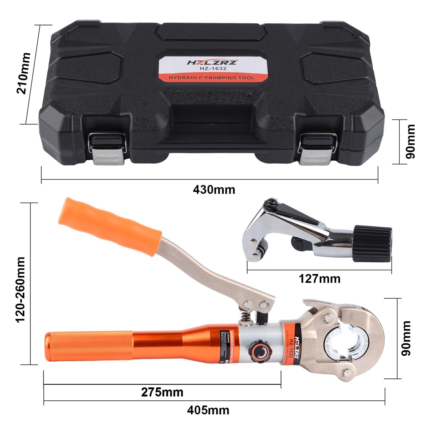 HZLZRZ Propress Tool for Copper Pipe, Hydraulic Tool Dies Jaw 1/2", 3/4", 1" with Pipe Cutter Suitable for Pressing Copper Pipe of Water Heating Crimper Tool