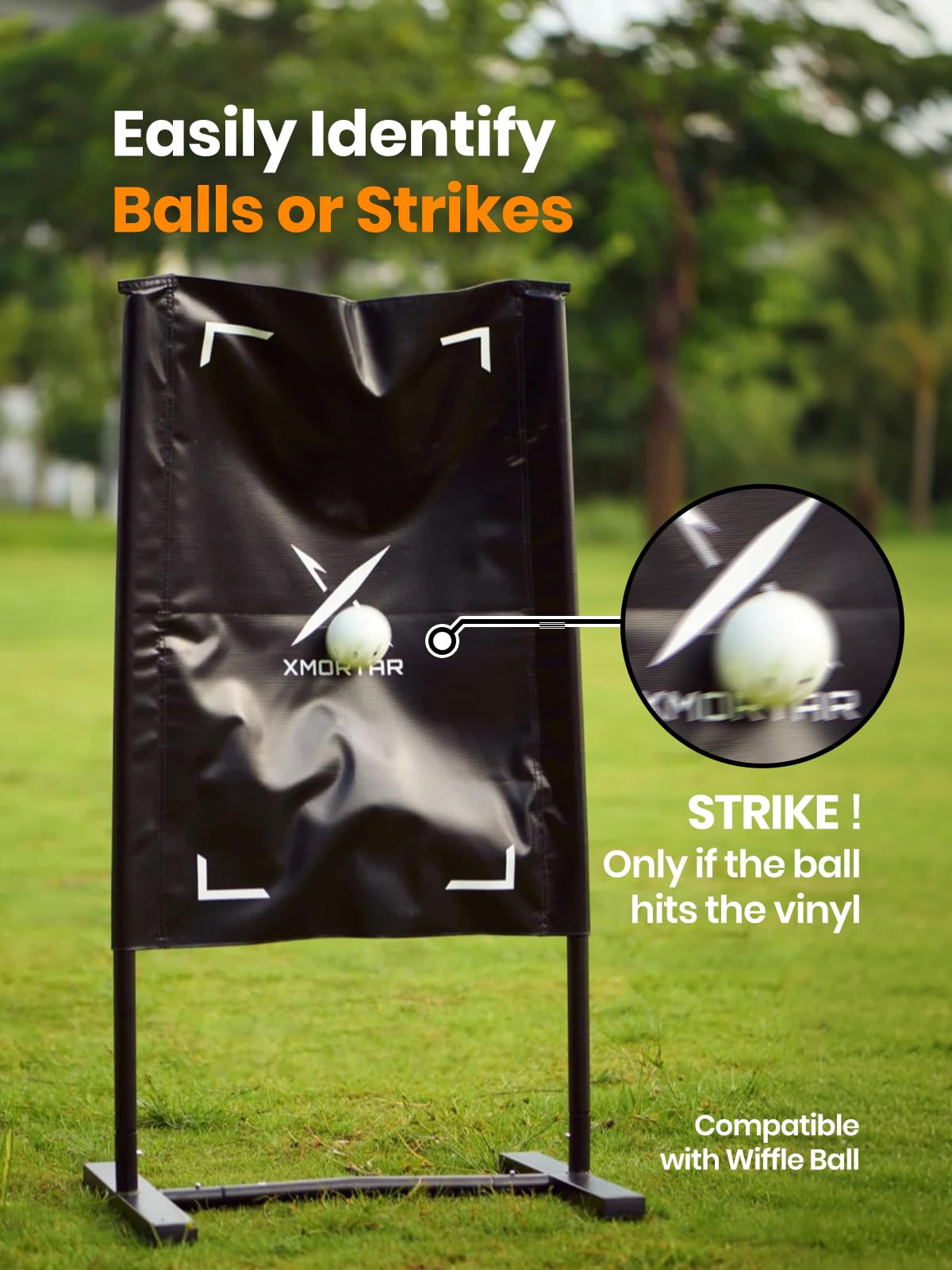 Xmortar Strike Zone Target for Plastic Baseballs - All Metal Frame - Compatible with Wiffle Balls and Blitzballs