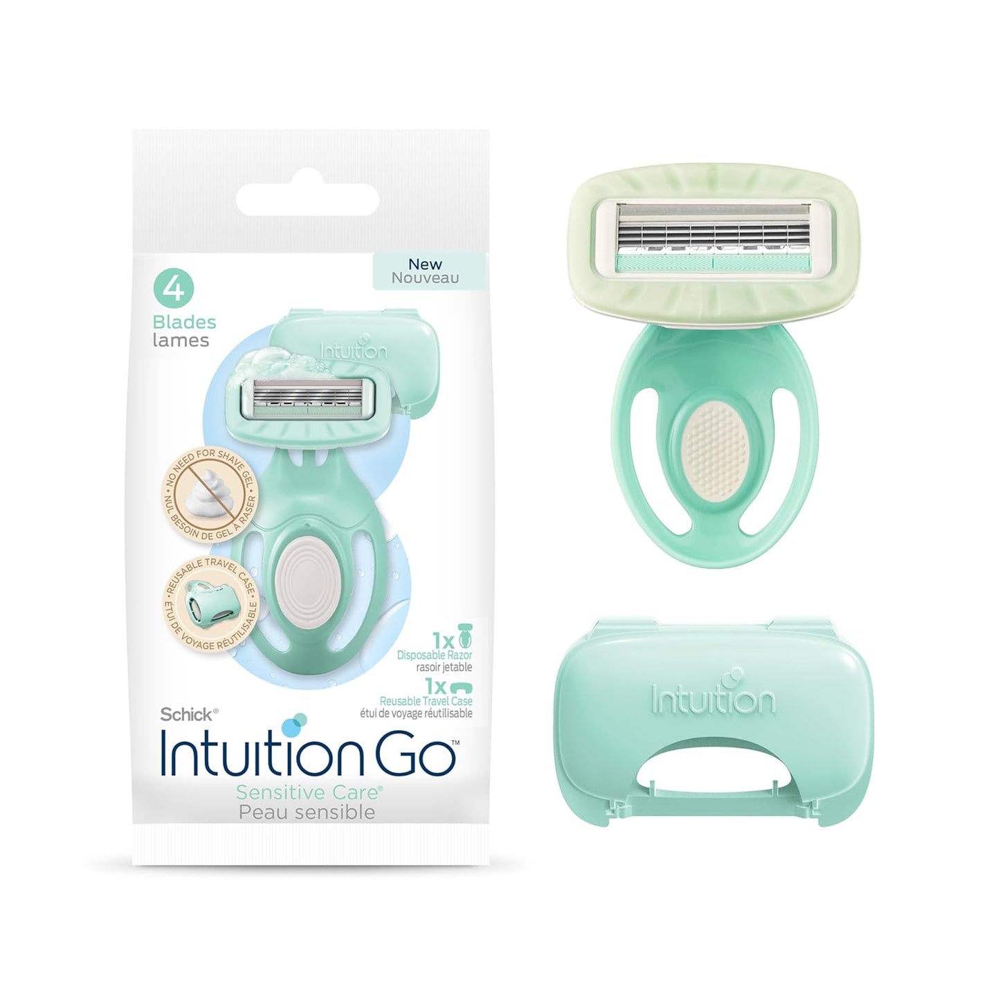 Schick Intuition Go Disposable Razor - Sensitive Skin with Organic Aloe | 1ct Travel Razor for Women
