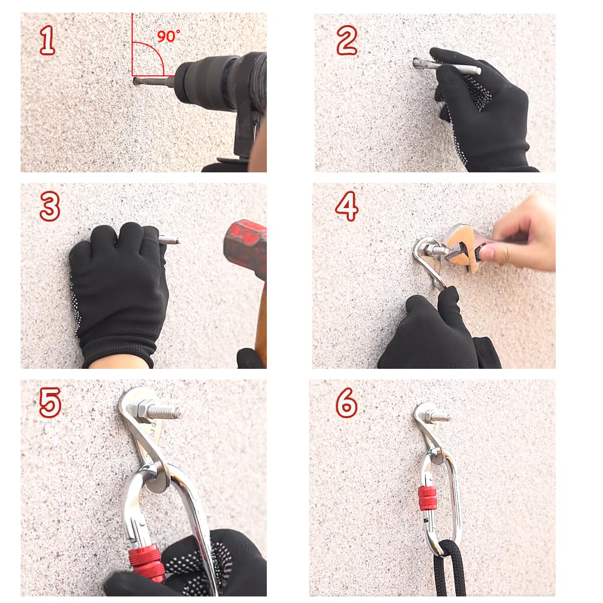 304 Stainless Steel Climbing Bolt Kit, Heavy-Duty Climbing Holds Hanger 1/2"-for Outdoor Climbing Walls, Bouldering Gyms, and DIY Home Training Setups (1 Set)