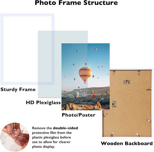 JCJMY Puzzle Frame - 15x21.25 Wall Hanging Picture Frame in White with Shatter-Resistant Plexiglass