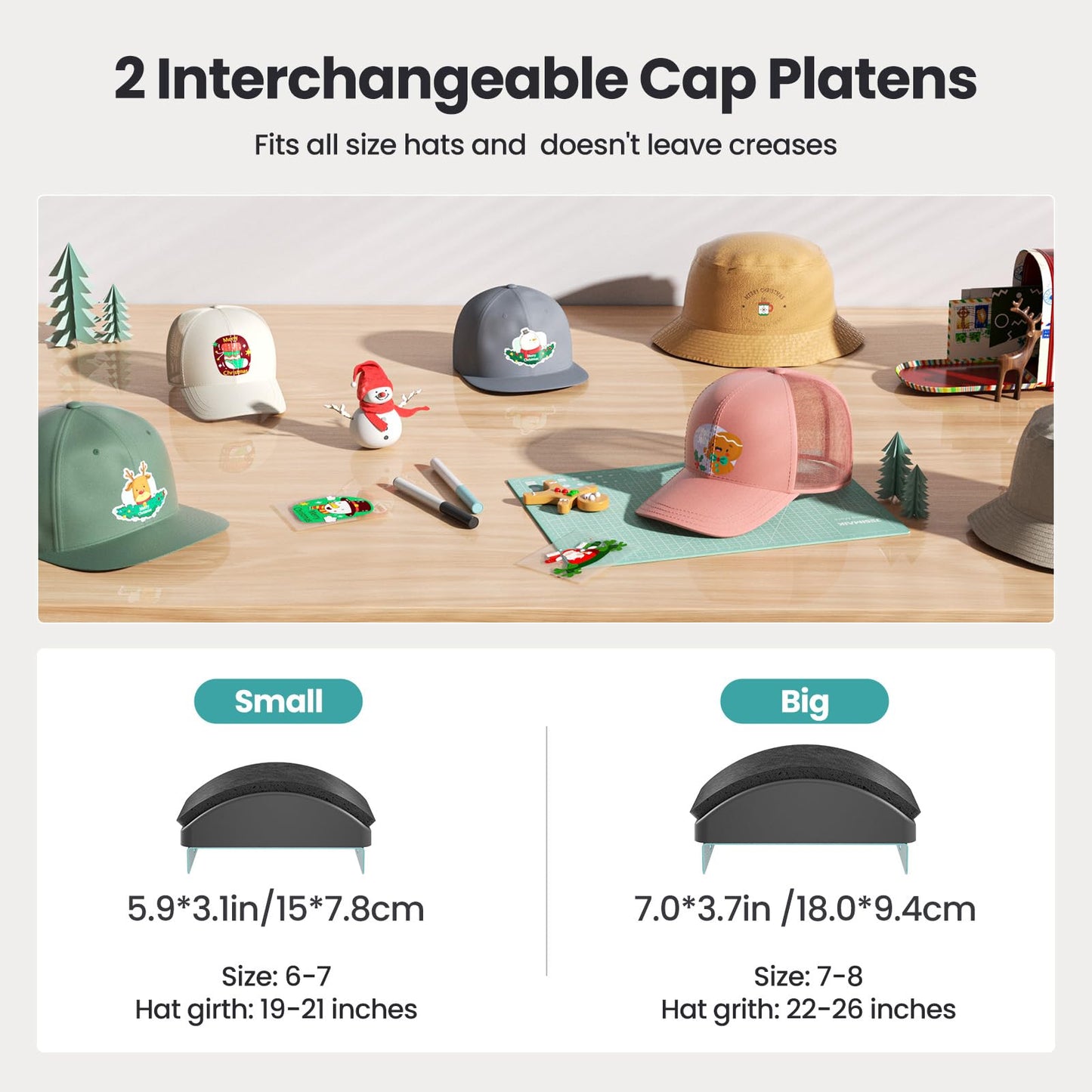 EENOUR Hat Press, Hat Heat Press Machine with 2 Platens & Caps Stretcher, Hat Press Heat Machine for Caps with Memory Mode, Precise Time and Temperature Control, Heat Transfer Printing for Caps, Hats