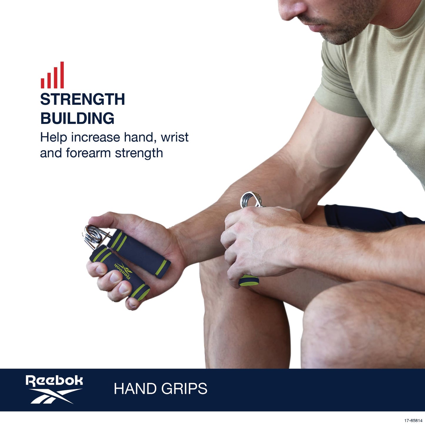 Reebok 2-Pack Hand Grips, Spring Coiled Wrist, Fingers & Forearm Strength Trainer with Soft Foam Handles, Improves Grip Strength, Resistance Hand Gripper for Manual Exercises & Rehab
