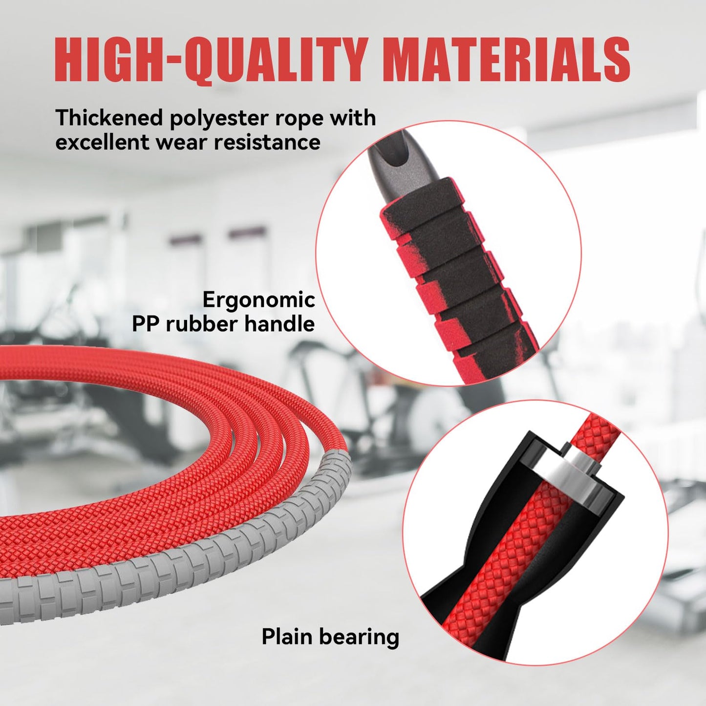 Jump Rope with Adjustable Length Cotton Rope Double Bearing Skipping Rope for Women Men Kids Jumprope Suitable Home, Gym, School Workout Equipment for Fitness & Weight Loss