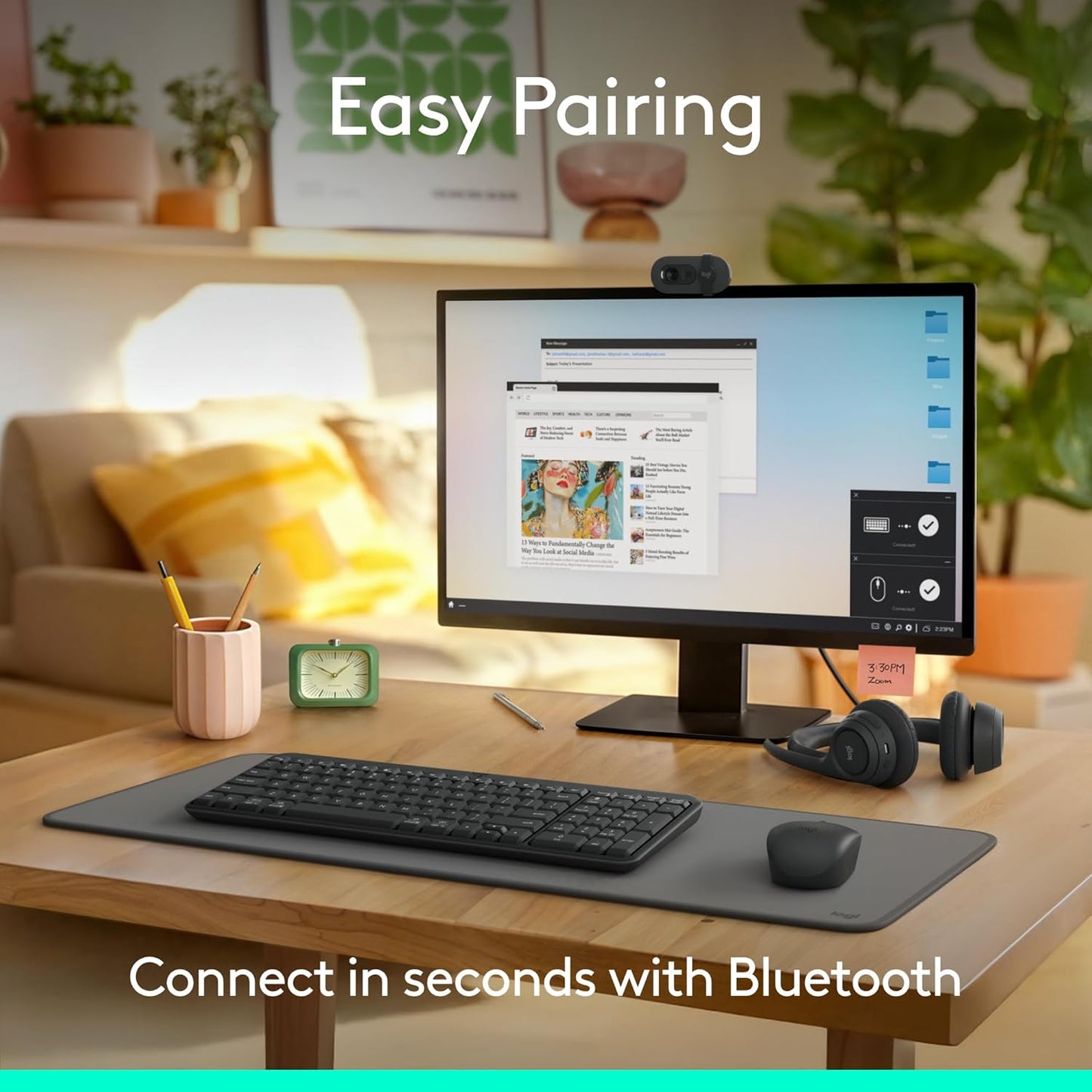 Logitech K250 Bluetooth Keyboard with Numpad, Easy Connectivity, Compact Wireless Keyboard Made with Recycled Plastic