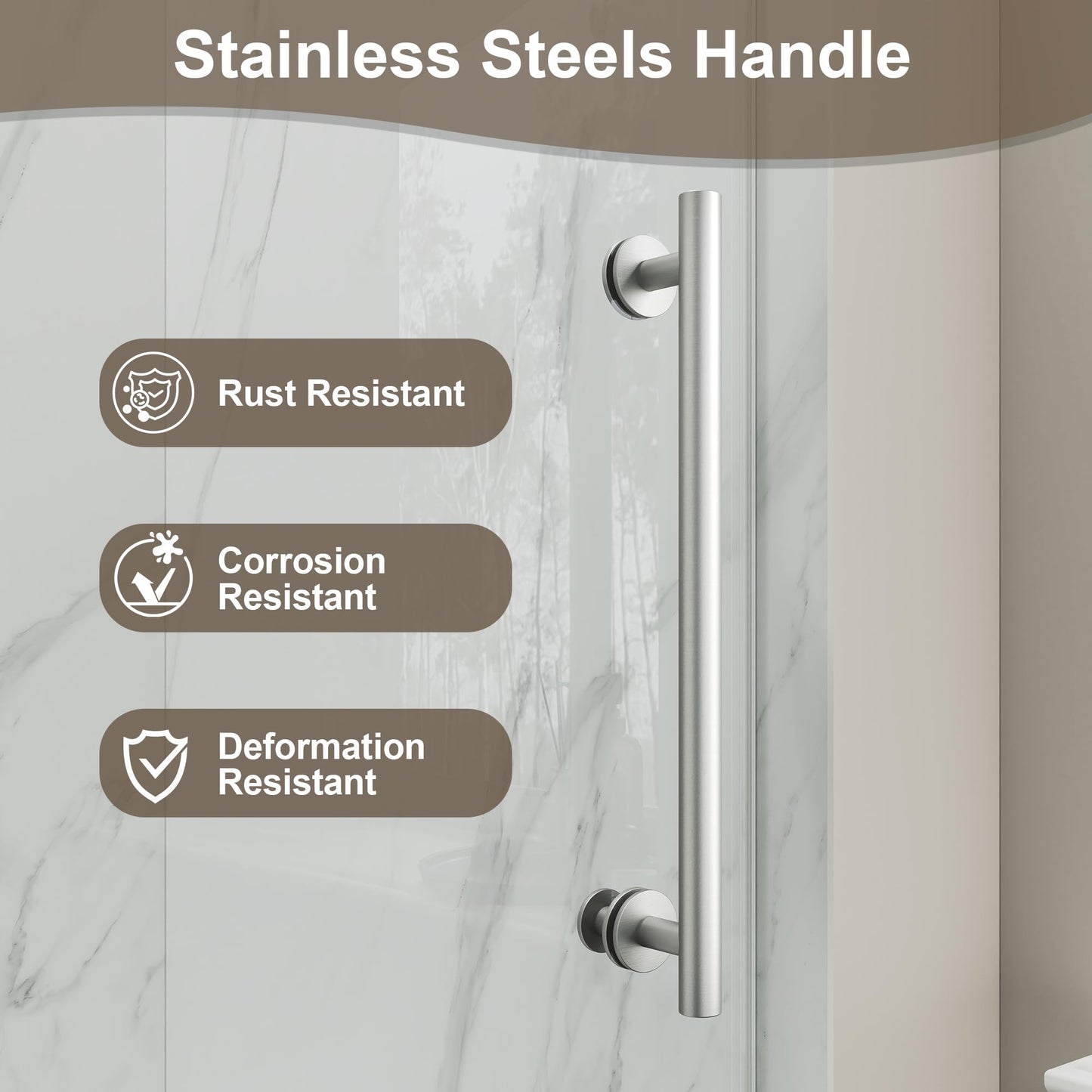 Frameless Glass Shower Door,43-48" W x 72" H Single Sliding Frameless Shower Door,1/4"(6mm) SGCC Tempered Glass,Safety Explosion-Proof Film Nano Coating,Brushed Nickel