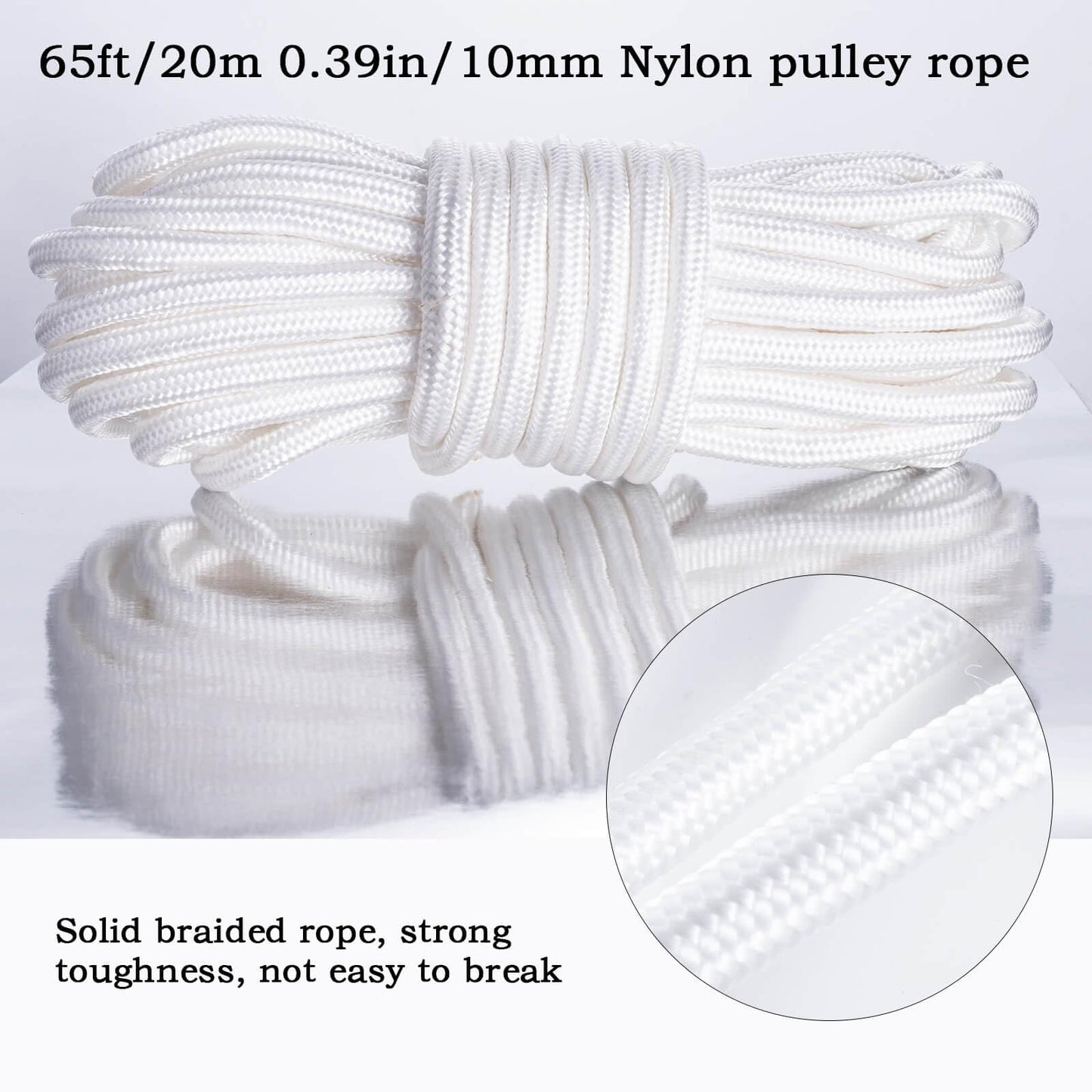 SHINICO 1Ton Four Cable Pulley Block, Heavy Duty Pulley System, Lifting Block Hoist with Hook and 65ft/20m Nylon Rope 0.39"/10mm