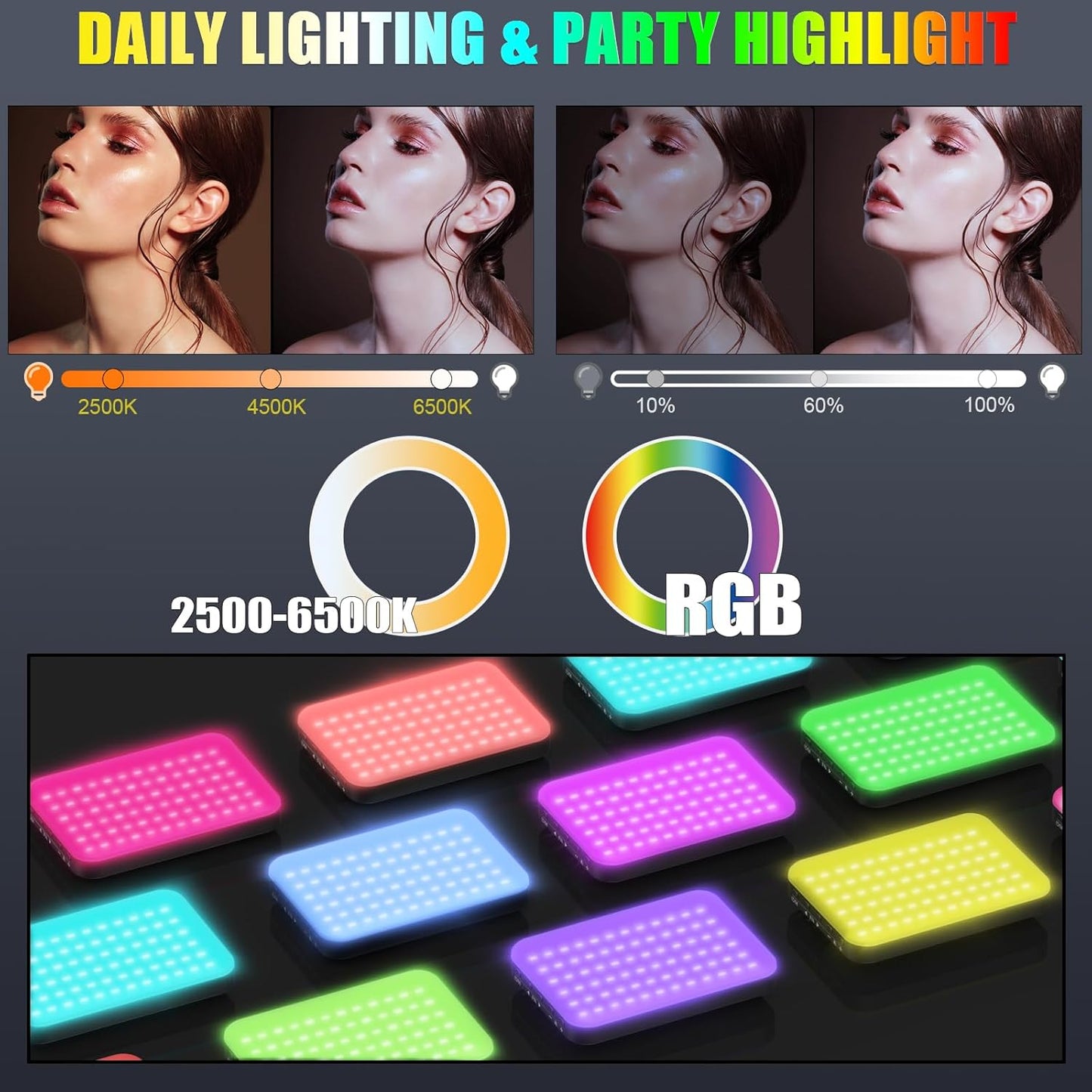 ALTSON 108 2200mAh 3CCT/ 360 Color/20 2500-6500K 97+, RGB Video Light, Camera Light with Full Lighting Effects, LED