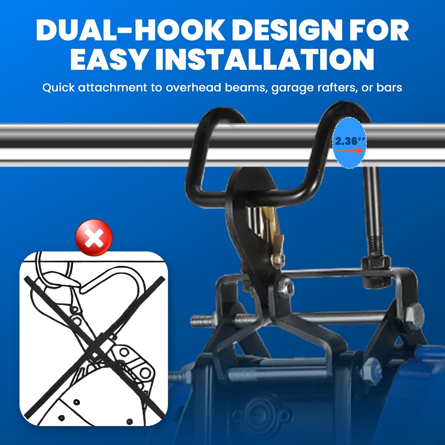 Mxmoonant 2 in 1 Fast Electric Hoist 550lb/250kg, 49ft/15m Lifting Height, Pendant & Remote Control, 19m/min Quick Speed, Double Hook for Garage, Repair Shops, Constructions, Workshops