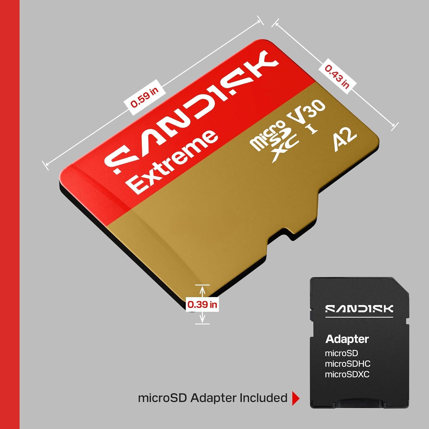 Sandisk 128GB 245MB/s 120MB/s 5.3K 4K SDSQXH9-128G-GZ6MA Extreme microSD UHS-I Card - Up to Read Speed and Write Speed