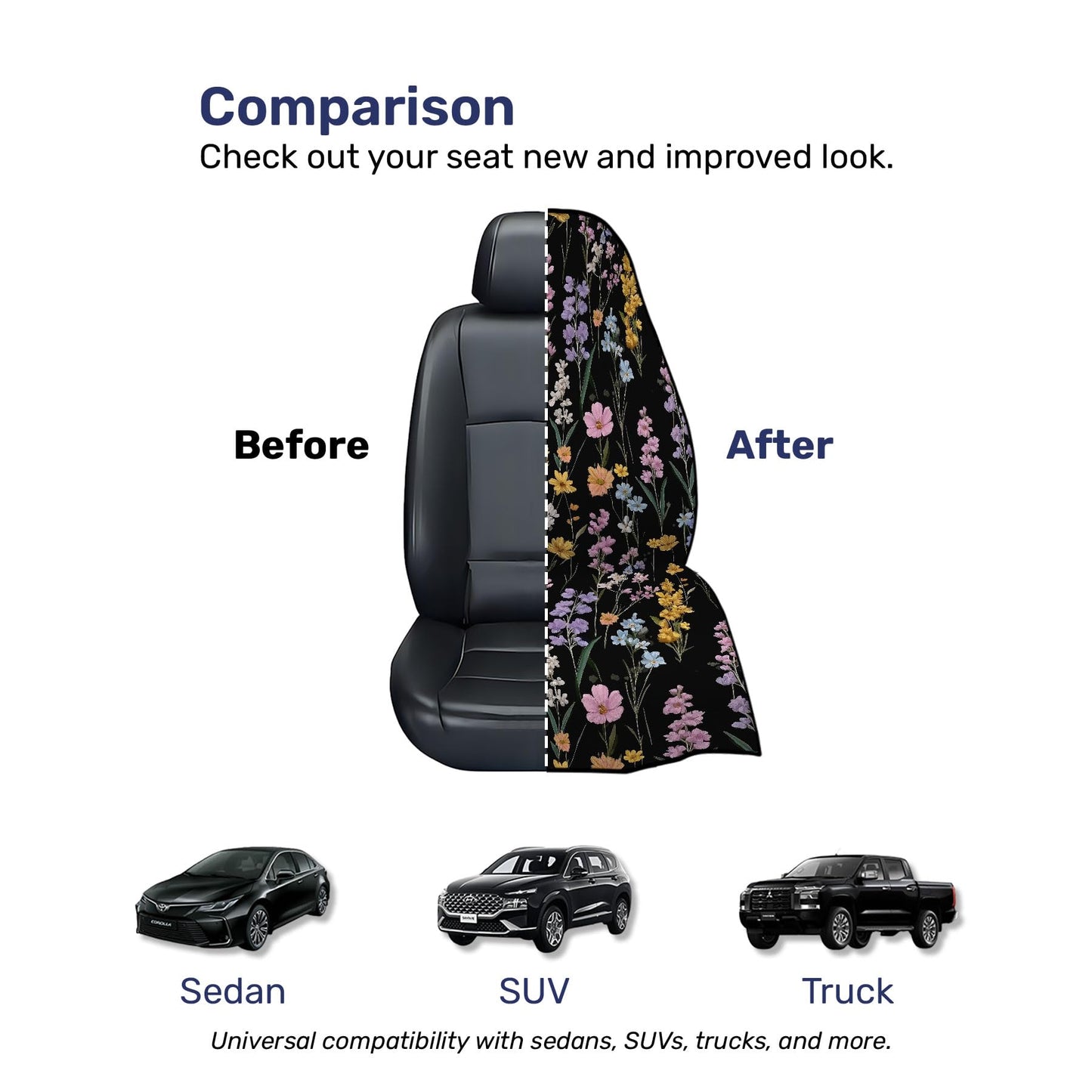 GENANY Floral Daisy Car Seat Towel – Waterproof Sweat Protector, Non-Slip Absorbent Seat Cover for Gym Workout, Running, Beach & Pets, Universal Fit for Cars SUVs Trucks, Machine Washable