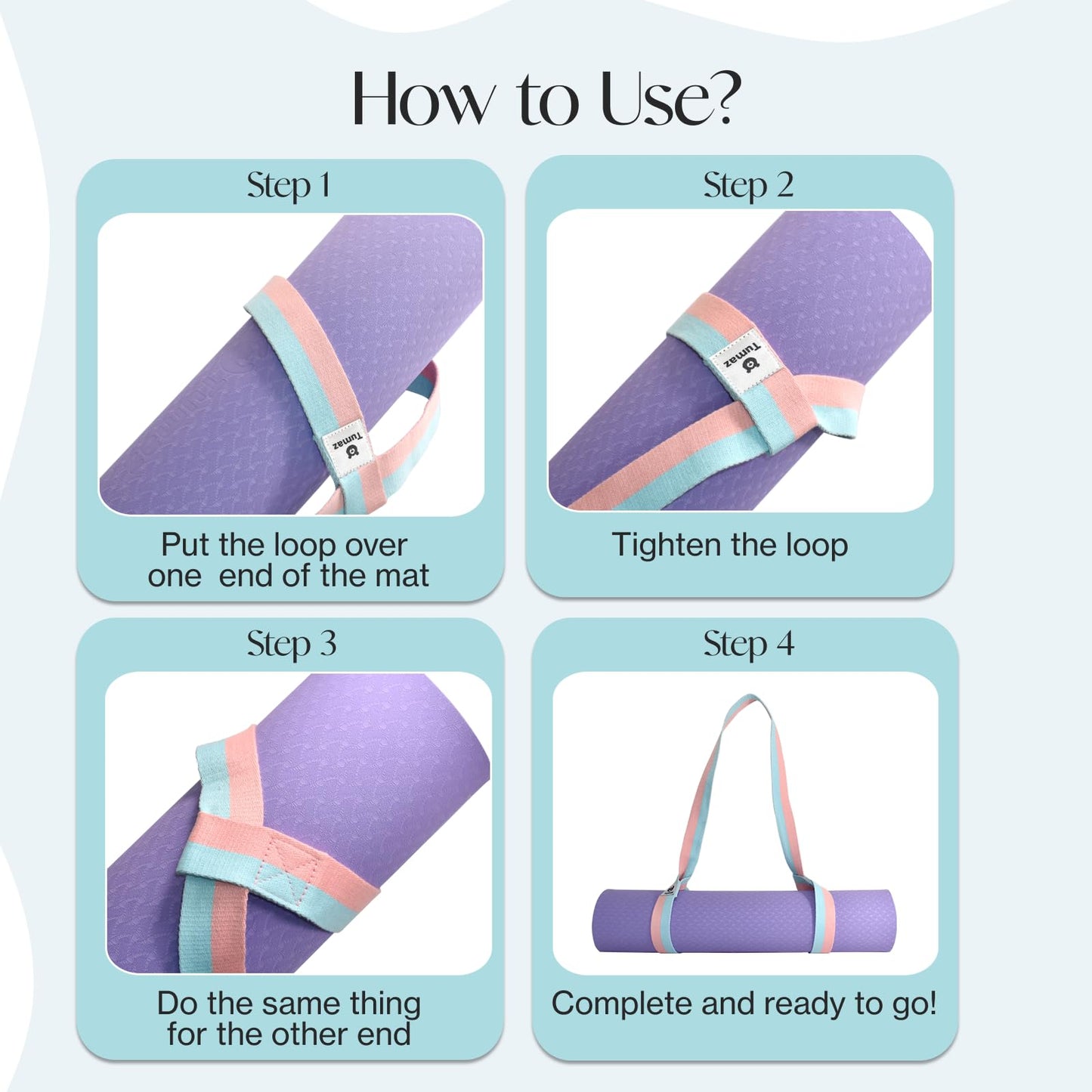Tumaz Yoga Mat Strap (2 Sizes) with Extra Thick & Comfy Delicate Texture, Adjustable Yoga Mat Carrier