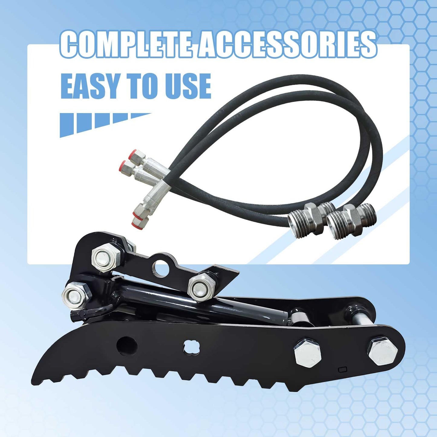 Hydraulic Thumb Clip Attachment 3-Holes for Mini Excavator Small Digger Crawler Small Digger Attachments fit Most of up to 2 tons, with2* M14 Hoses and Converters, Black
