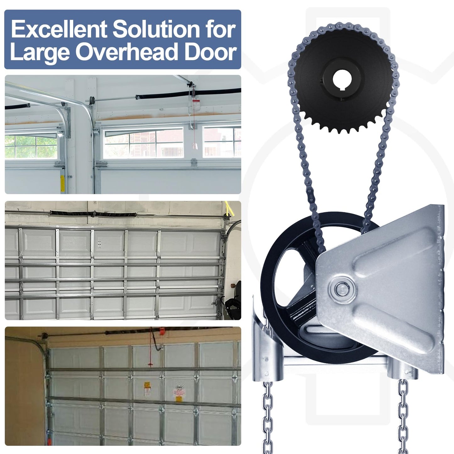 LAJIAOZ Garage Door Chain Hoist - 4:1 Reduced Drive Heavy Duty Hoist for Roll Up Doors and Jackshaft Garage Door Openers