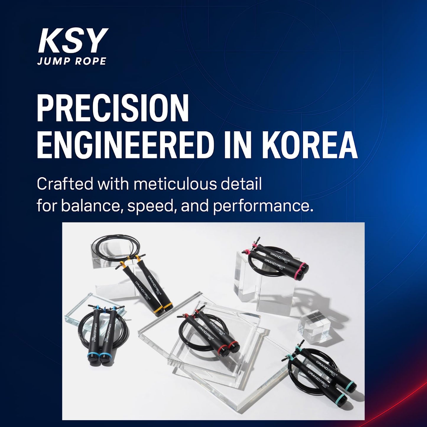 Grand Prix Ultra Speed Light Wire Jump Rope (S-707, Sky Blue) – Professional Steel Wire Speed Rope for Boxing, CrossFit & HIIT – Adjustable Jump Rope with Precision Bearings – Made in Korea