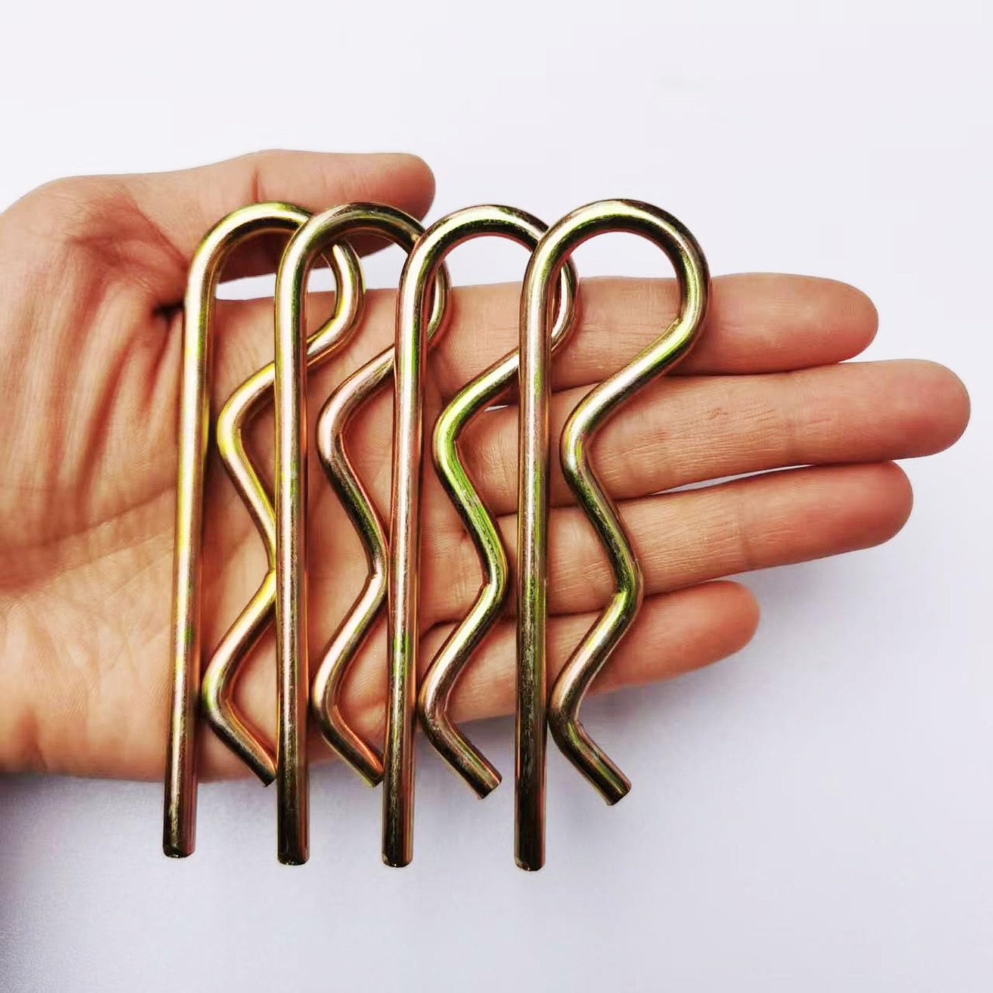 4Pcs Heavy Duty Hitch Pins Clip R Clips, Spring Retaining Wire Hair Pins ,Cotter Pin R Clip Strong Spring Tension Large for Trailer Tractors Mower Carts Truck Pin Clip Color Zinc M6x120mm