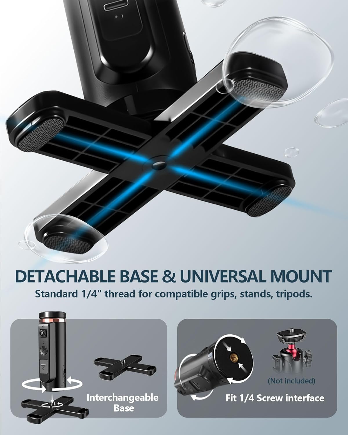 360 1/4-Inch Auto-Tracking Phone Tripod, Rotation Auto Face Tracking Tripod with Gesture & Remote Control, Cell Phone