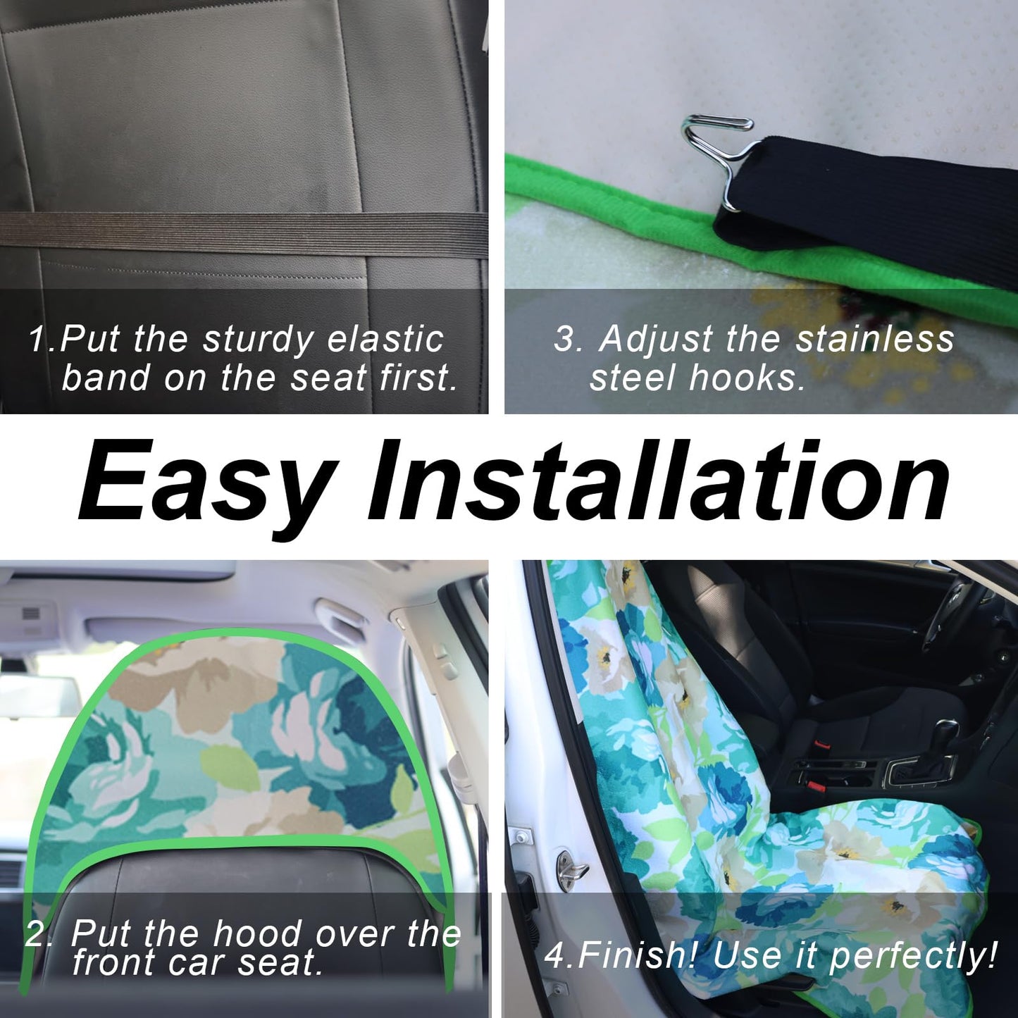 Zinytrae Sweat Towel Car Seat Cover Protector Front Seats for Gym Workout, Running, Swimming, Beach and Hiking, Waterproof Universal Seat Cover for Car, Truck, Van & SUV (Cyan Flower, 1pcs)