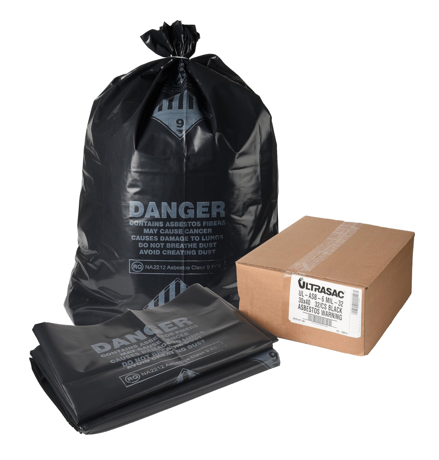 Ultrasac 33 Gallon 6 MIL Large Black Heavy Duty Garbage Bags - 30" x 40" - Pack of 32 - For Contractor, Industrial, Healthcare, & Municipal