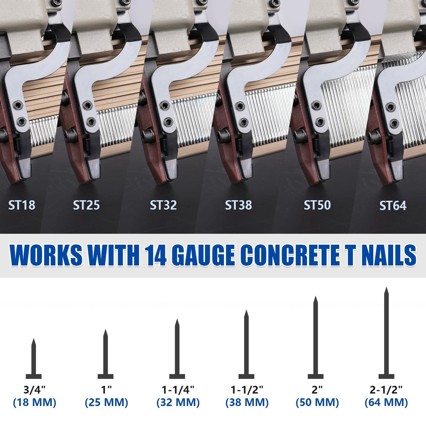 WOODPECKER ST64 Pneumatic Concrete T Nailer Kit with 2-Inch (50mm) T Nails × 800PCS