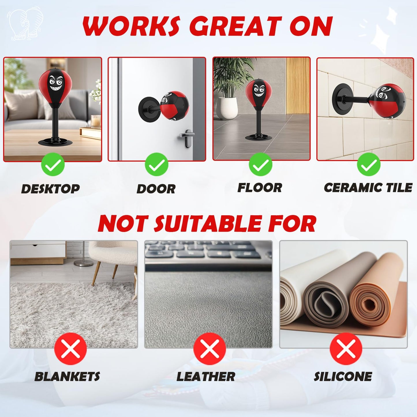 Desktop Punching Bag with Suction Cup - Stress Relief Toy for Office Desk, Heavy Duty Boxing Ball for Adults and Kids, Fun Gift for Coworkers & Friends