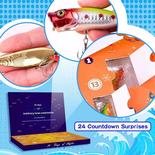 Lihome Fishing Advent Calendar 2026 - 24-Day Fishing Lure Set for Men & Boys | Freshwater & Saltwater GEA