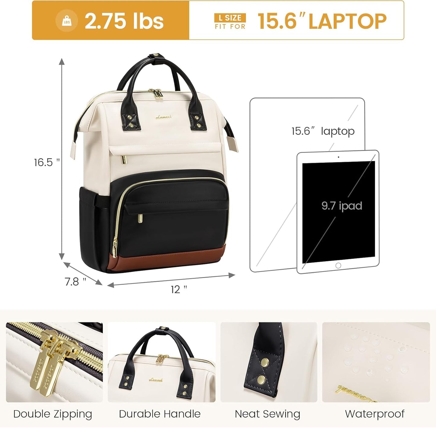 Backpacks Women,15.6 inch Backpack Backpack Backpacks,Beige LOVEVOOK Leather for Leather Laptop Women,Professional Work