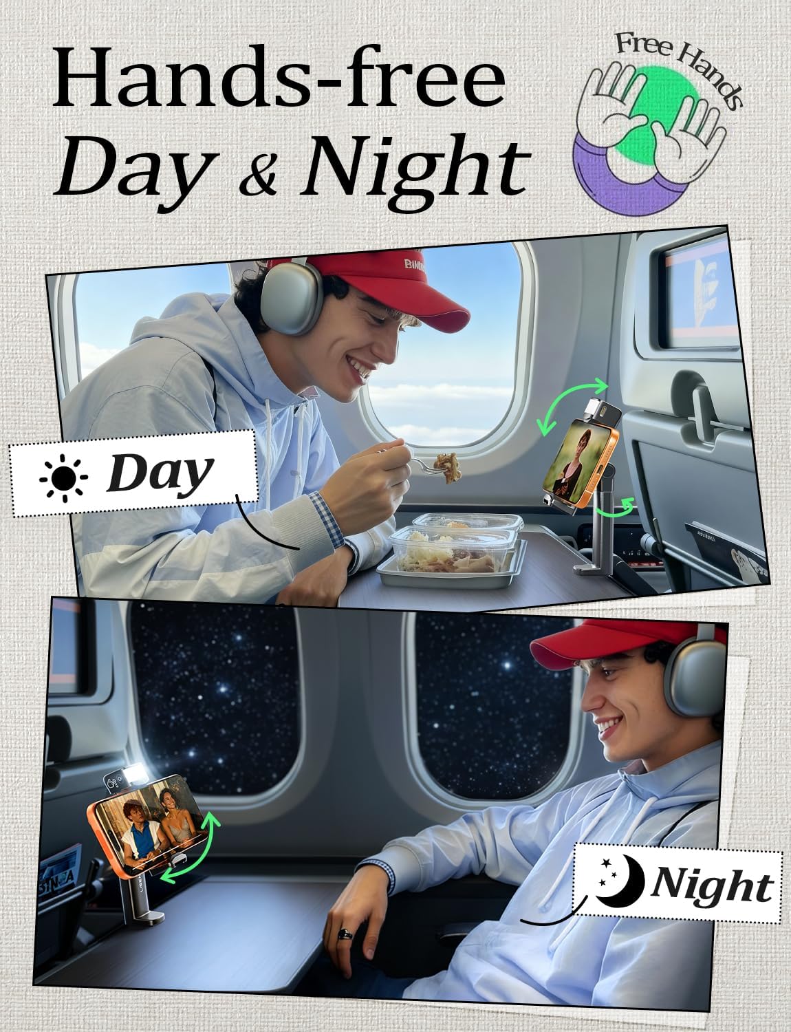 LISEN 2026 Airplane Travel Essentials (LED) Phone Stand Holder for Desk Cruise Ship Essentials Mount Airplane Gadgets