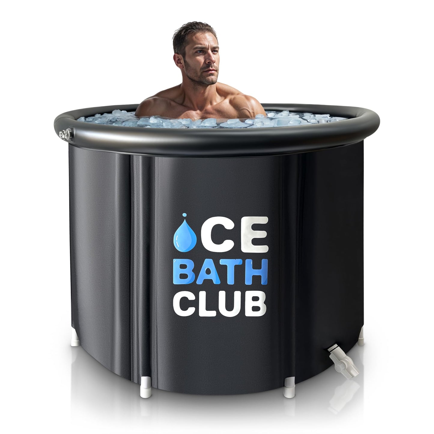 Portable Ice Bath Tub |116 Gallons Cold Plunge Tub for Athletes & Adults | Indoor and Outdoor Large Cold Plunge Tub for Cold Immersion Therapy and Rapid Recovery | Inflatable and Easy Setup | Black
