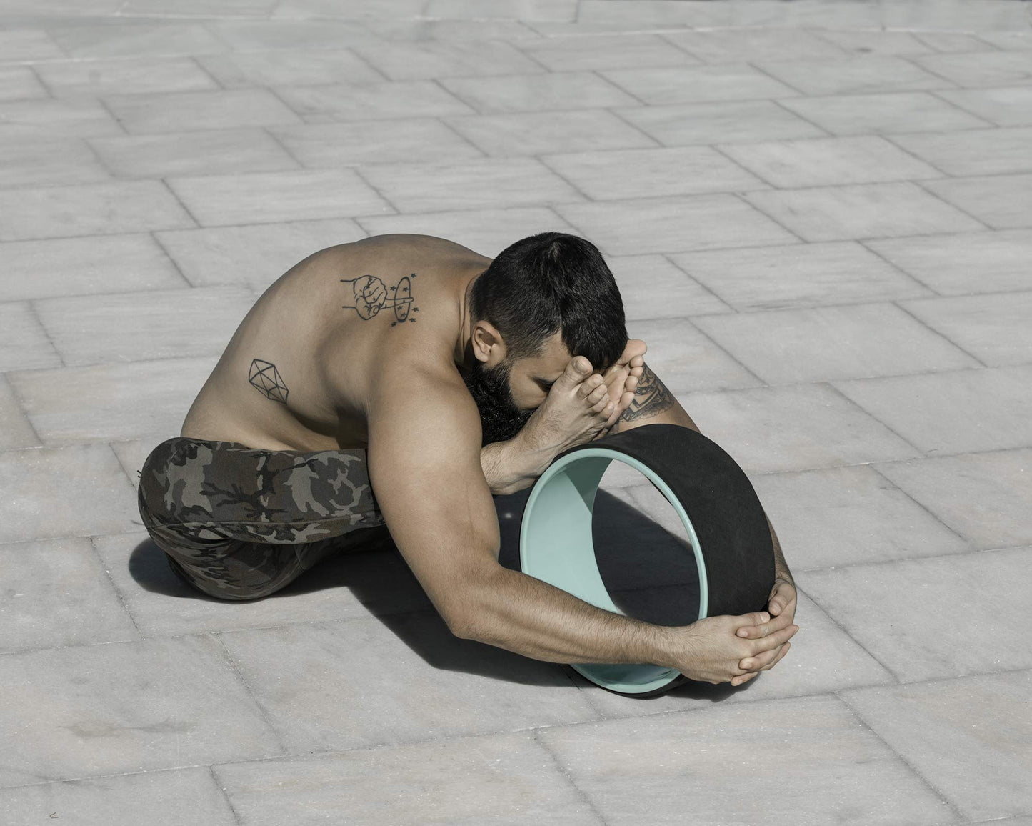 Dharma Yoga Wheel Basic - Spine Roller and Back Ring, Stretches Ligaments, Muscles with Foam Padding for Deeper Poses | Yogic Stretching and Alignment with Circle Design