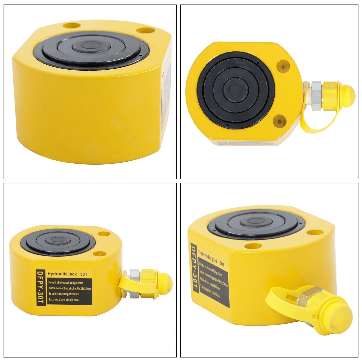 kimllier Low Profile Hydraulic Cylinder 30T 60mm Stroke Multi-Section Ram Jack for Industrial Machinery, Shipyard and Bridge Construction Lifting
