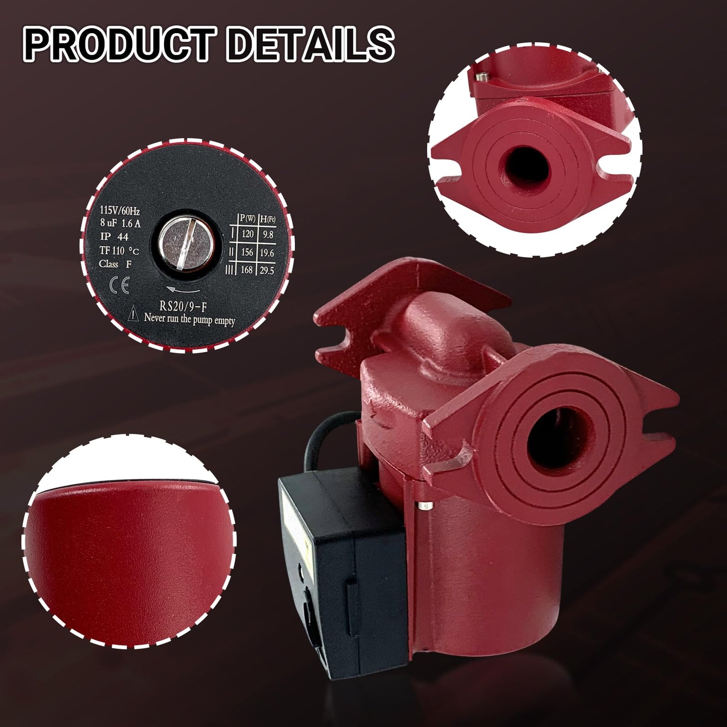 UPS26-99FC Circulator Pump/Boiler Pump 1/6HP Cast Iron Compatible with Grundfos 52722512 Radiant Heating/Hydronic Heating/Fan Coil Heating/Solar & Other System Types 115V