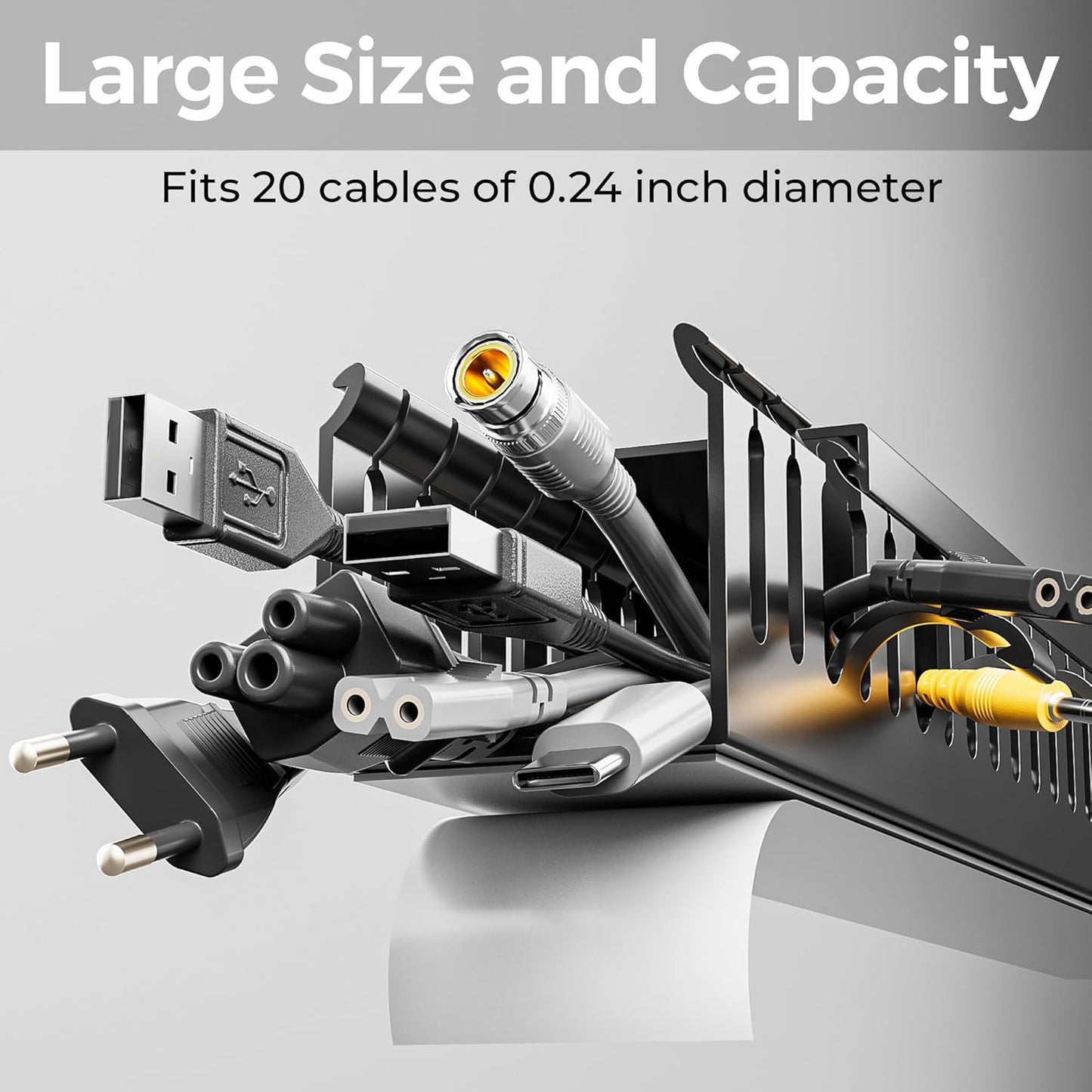 Yecaye 62.8in(4x15.7in) Cable Raceway, Large Under Desk Cable Management for Server Rack Wire Raceway, Wire Management