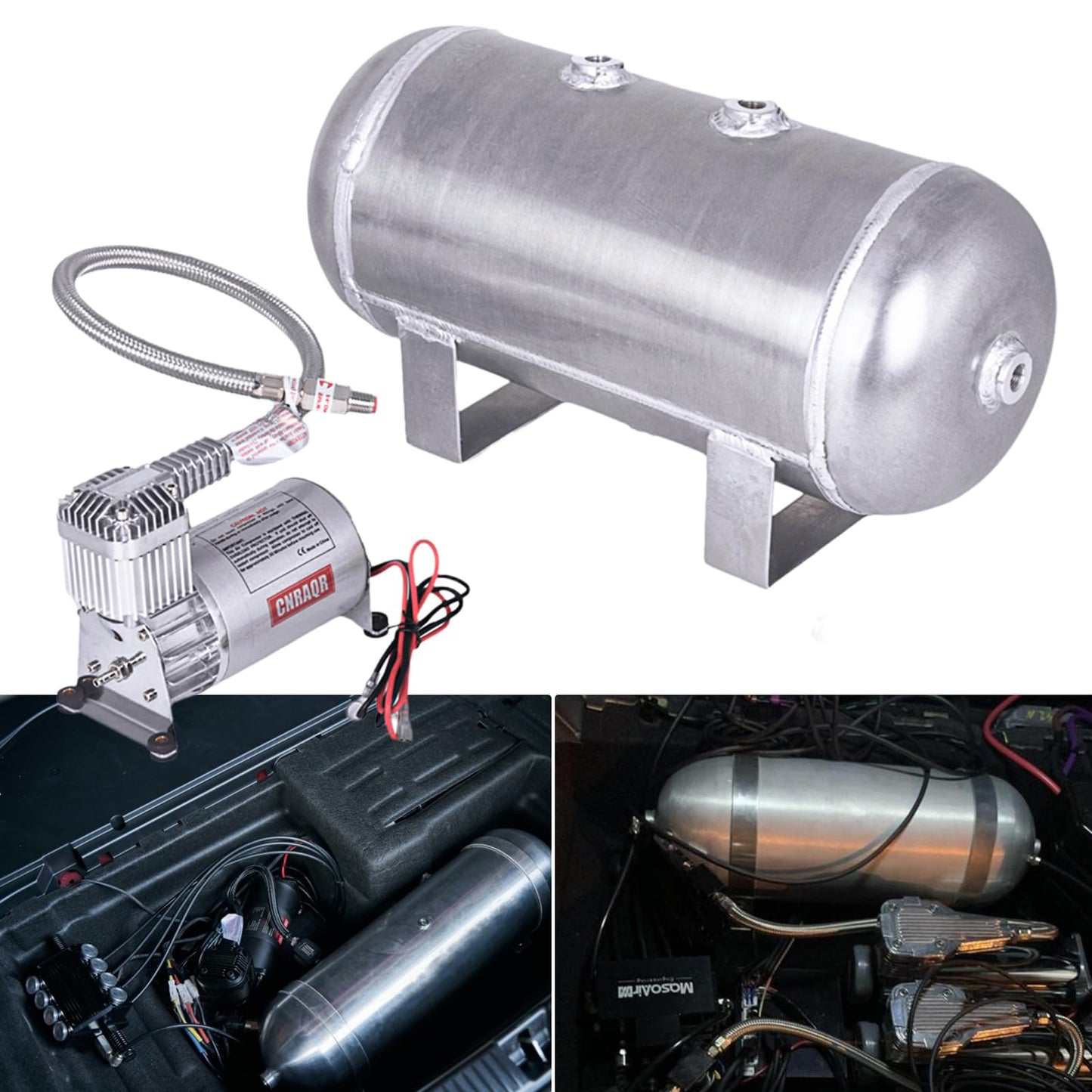 CNRAQR 150 PSI Air Compressor with 1.6 Gallon 200 PSI Air Tank Aluminum Air Compressor Onboard System 12V 1/4NPT for Train Truck Trailer Train Auto Air Lift Suspension Heavy Duty Air Horn Compressor