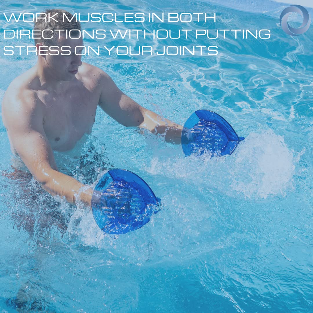 AquaLogix High Resistance Aquatic Bell Set - Blue | Aquatic Dumbbells | Quick Start Guide | Water Weights | Strength & Muscle Building | Pool Exercise Equipment | Pair (HRPCBELL)