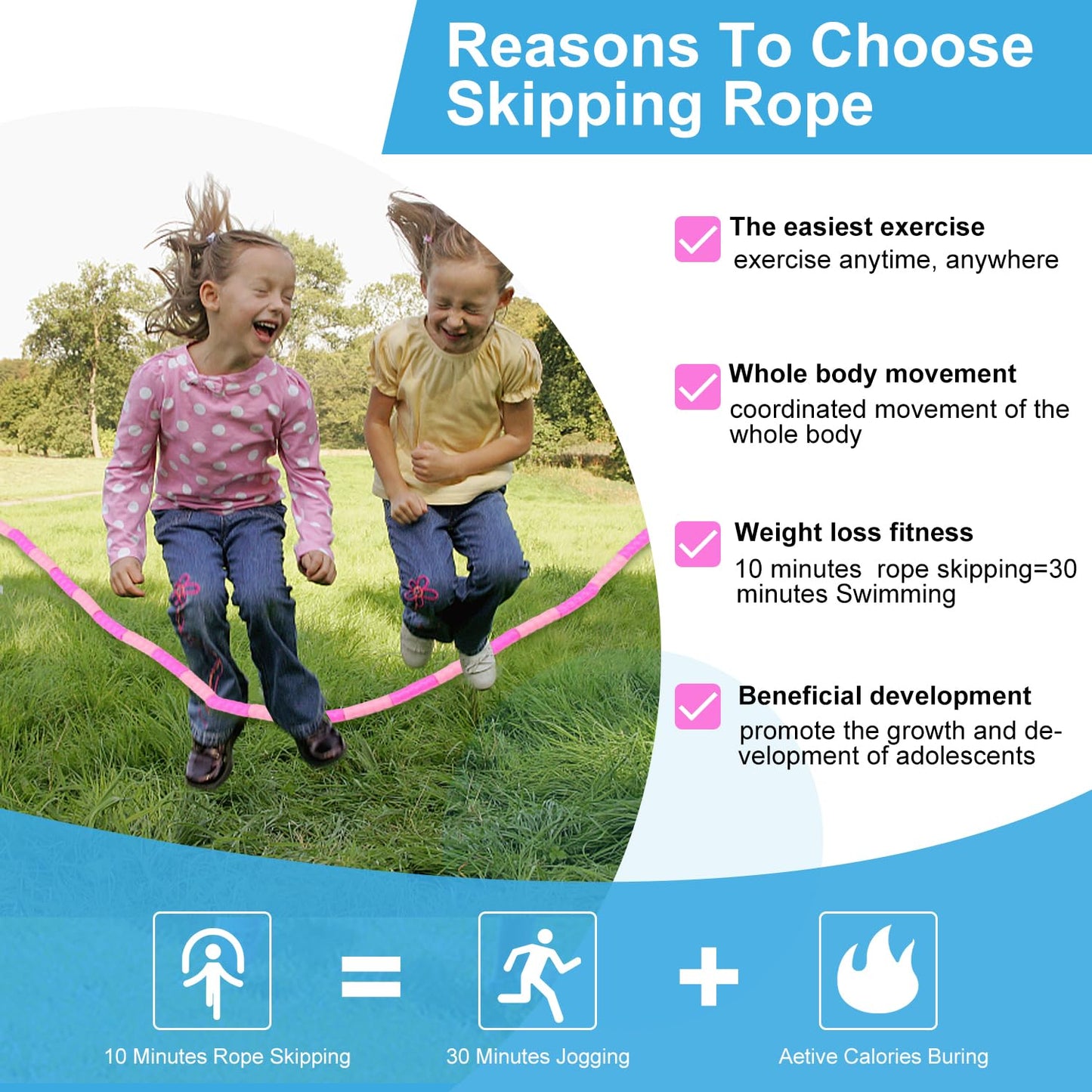GRAWUN Jump Rope For Kids, 3 Pack Soft Beaded Jump Rope, Adjustable Length Tangle-Free Segmented Soft Beaded Skipping Rope, for Women, Men and Kids Keeping Fit, Workout and Weight Loss