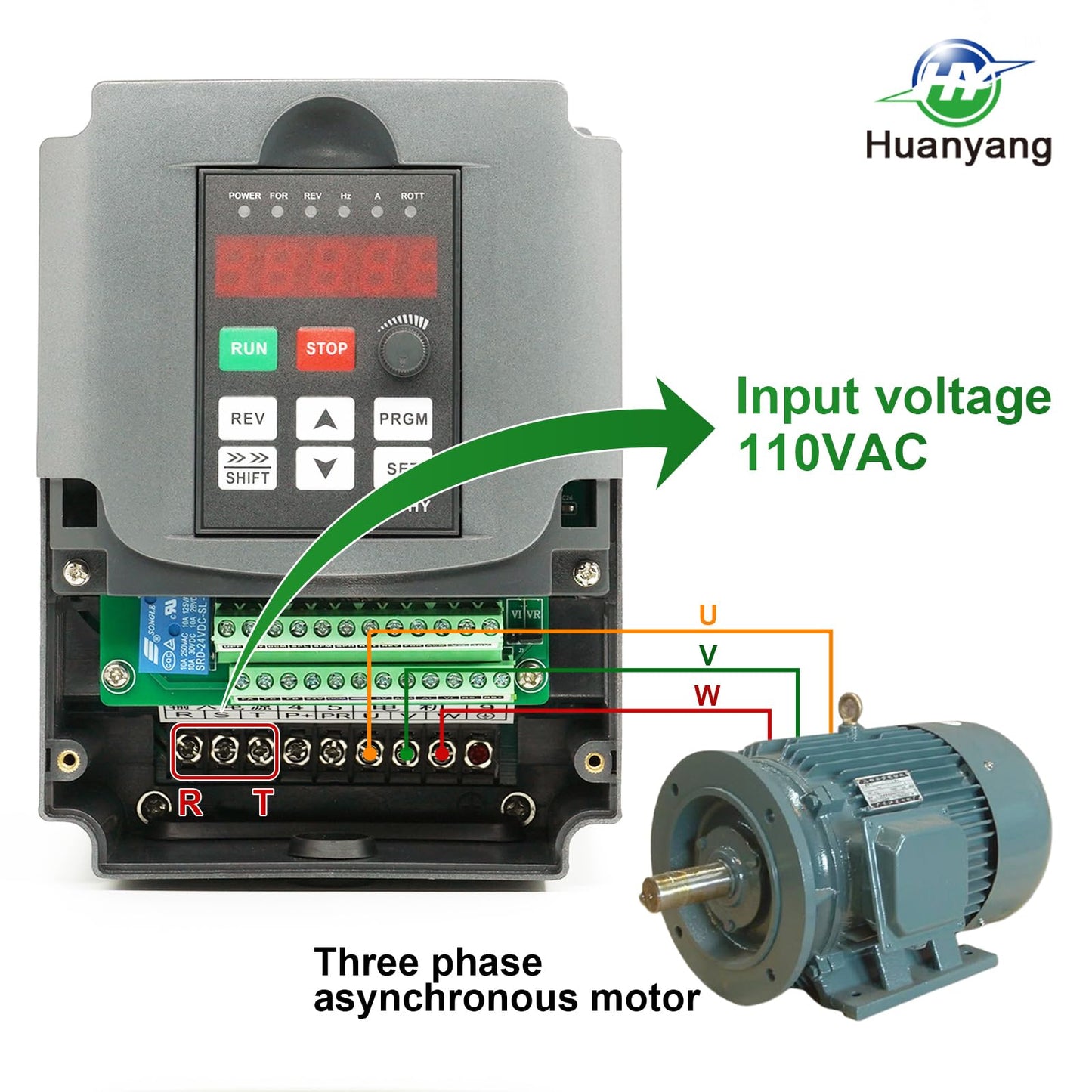 HY HUANYANG VFD Converter,Variable Frequency Drive,110v Single Phase Input to 110v Three Phase Output (for power ≤3HP three-Phase Motor/Spindle) 0-400hz Speed Rotation (HY Series-110v 2.2kW 3HP Model)