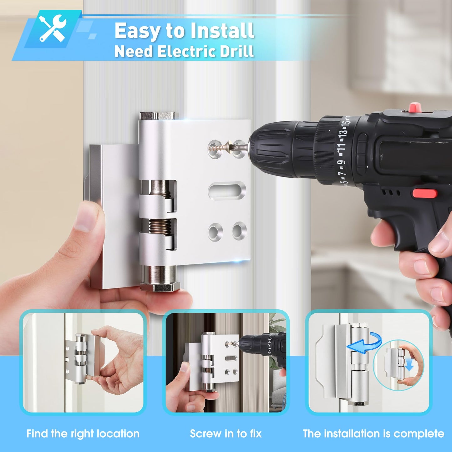 MaxxGeek Home Door Reinforcement Lock - High Security Anti-Burglary Lock, Aluminum Guard for Home Security (Silver Oxide)