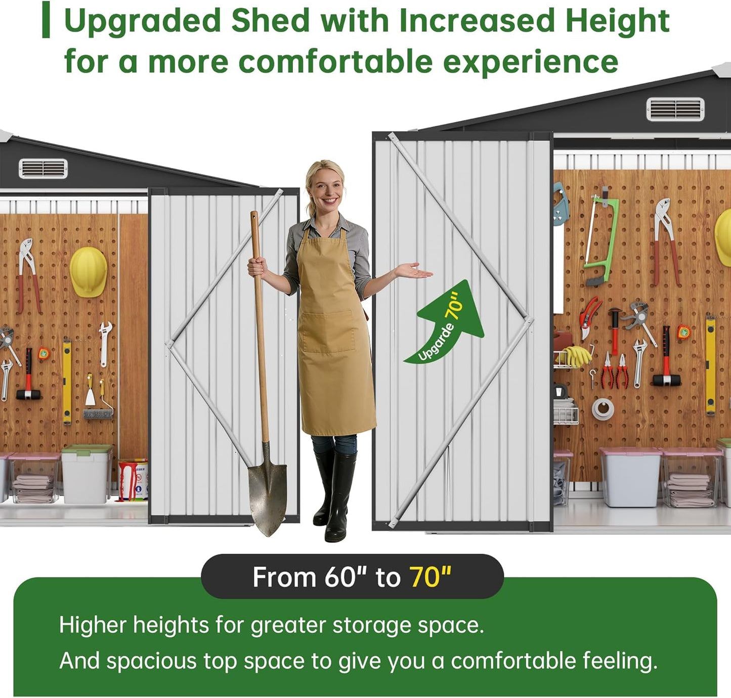 Metal Storage Shed & Outdoor Storage, Outdoor Steel Storages Shed with Sloping Roof, Utility and Tool Garden Sheds for Patio Lawn Yard